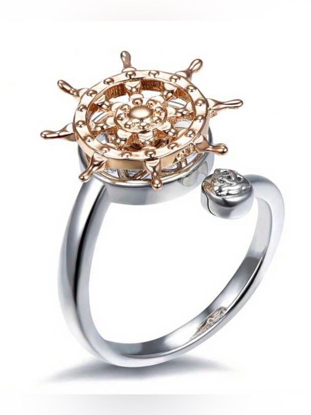 Zirconia Rhinestone‎ Spinner Fidget adjustable open Ring